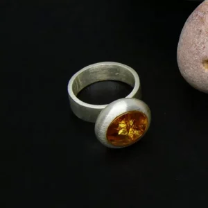 Anillo Plata Resina Oro