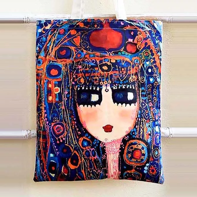 Bolso Algodón Muñeca Turca Azules y Naranjas