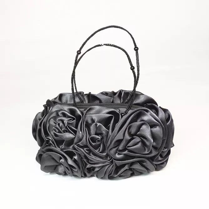 Bolso Joya Flores Seda Gris Antracita