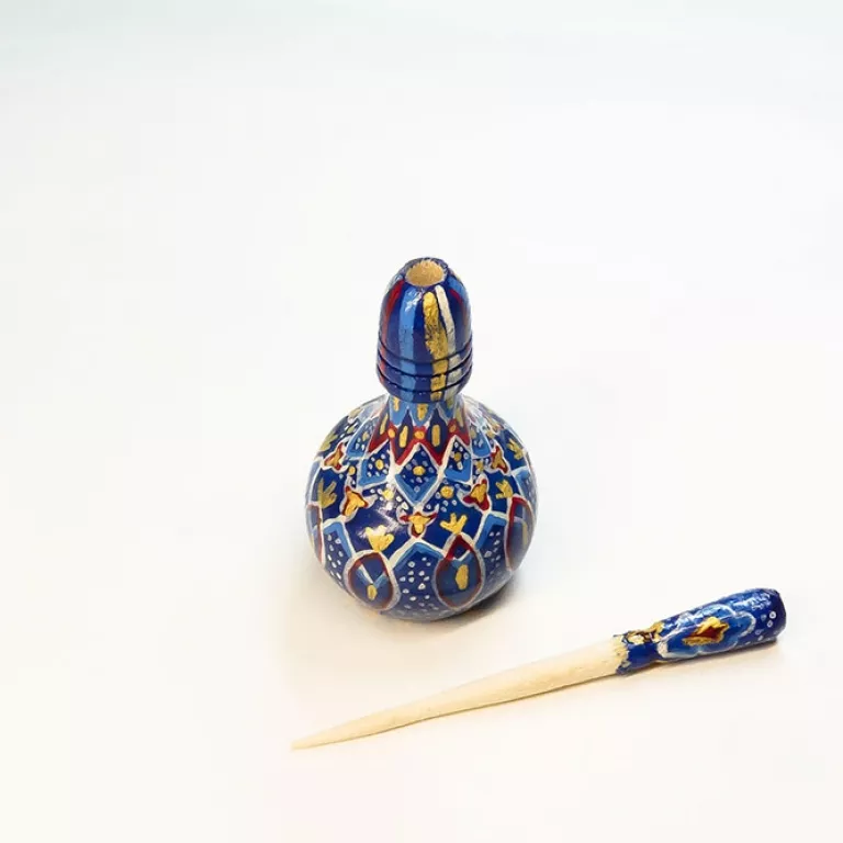 Botella Madera Azules/Oro