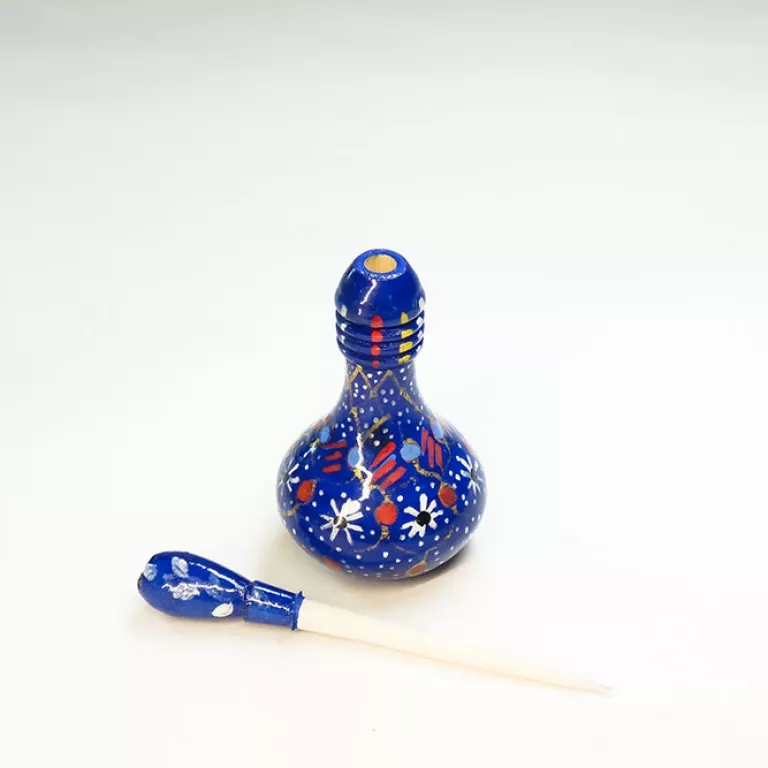 Botella Madera Azules/Rojos