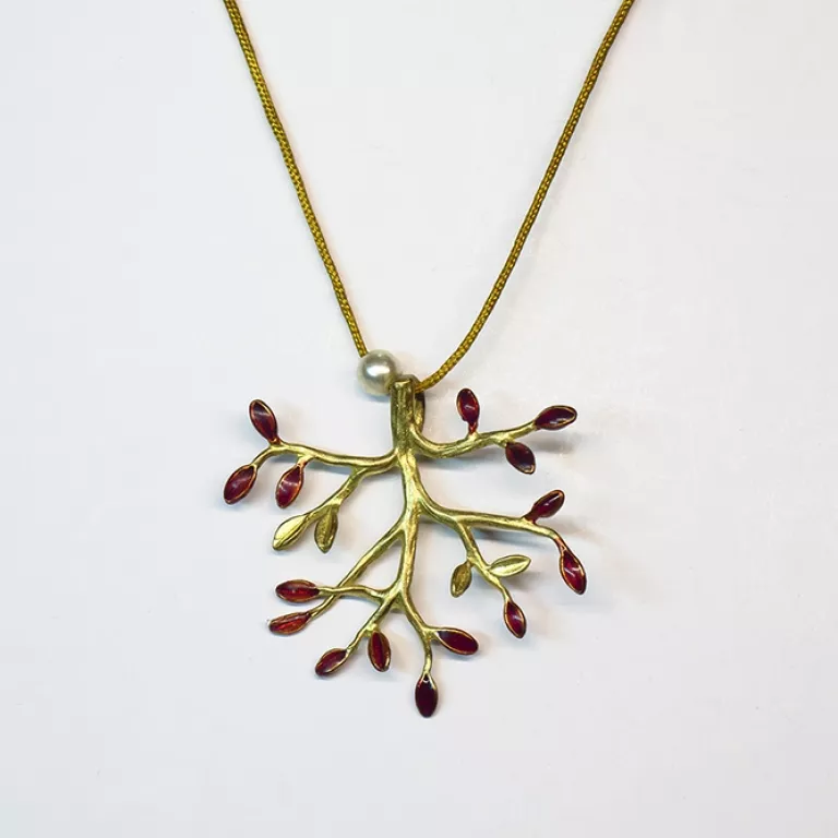 Colgante Árbol Rojo Hilo Mostaza