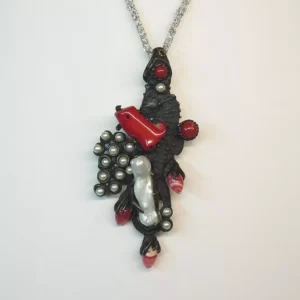 Colgante Bronce Oxidado Caballito Coral Turquesa