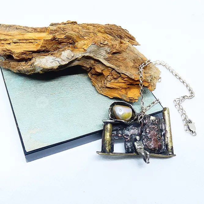 Colgante Único Bronce Perla Barroca