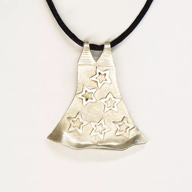 Colgante Conjunto Plata Vestido Estrellas