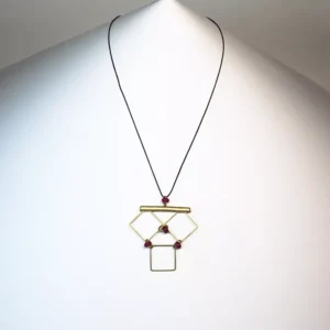 Colgante 4 Granates Seda Verde