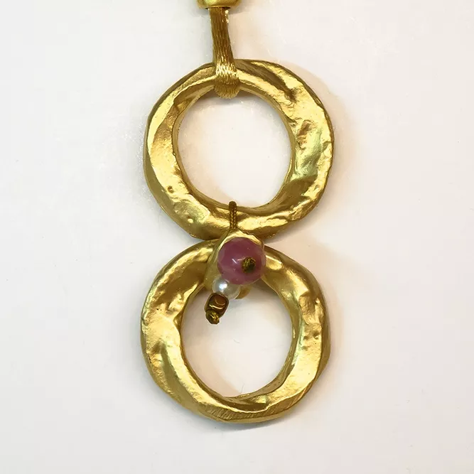 Colgante 2 Aros Rodocrosia y Perla
