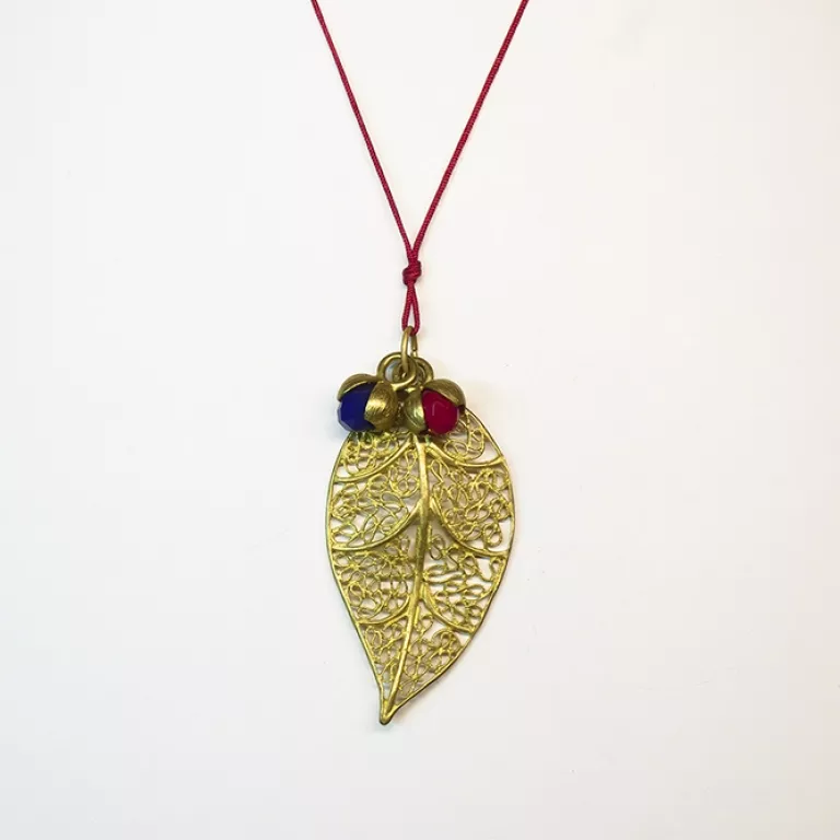Colgante Hoja Rojo Azul