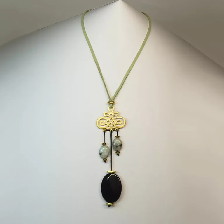 Colgante Modernista Ónix Negro Amazonita