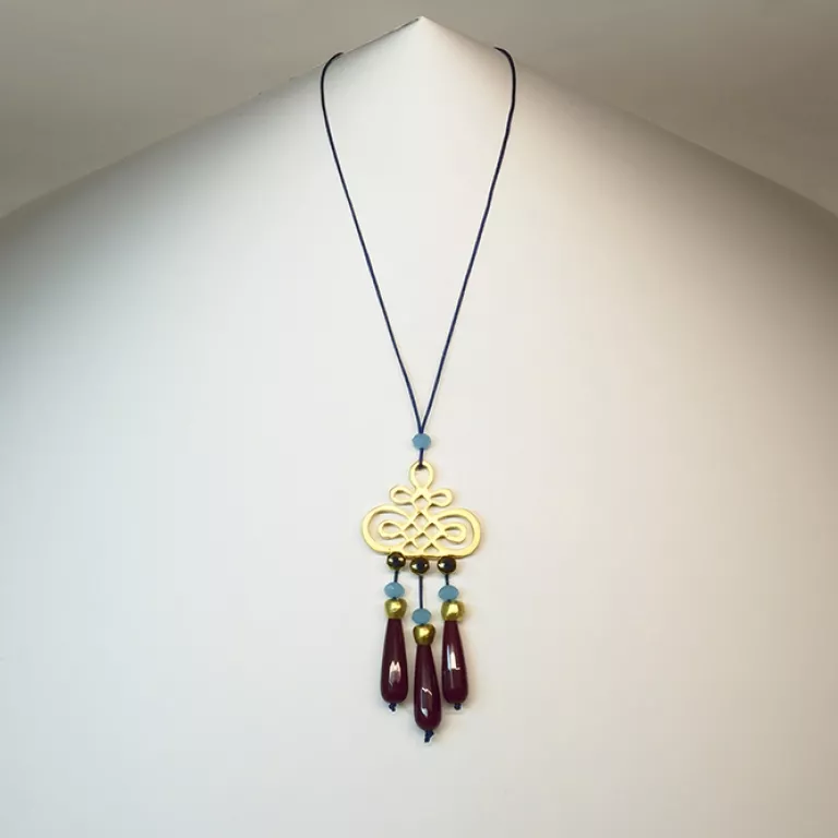 Colgante Modernista 3 Lagrimas Jade Granates