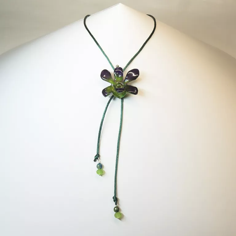 Colgante Orquídea Enana Verde/Morado