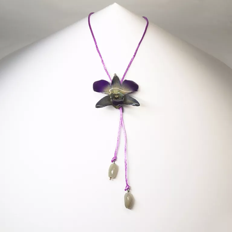 Colgante Orquídea Gris/Morado Ágatas