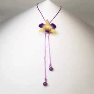 Colgante Orquídea Mantequilla/Morado Jade Morado