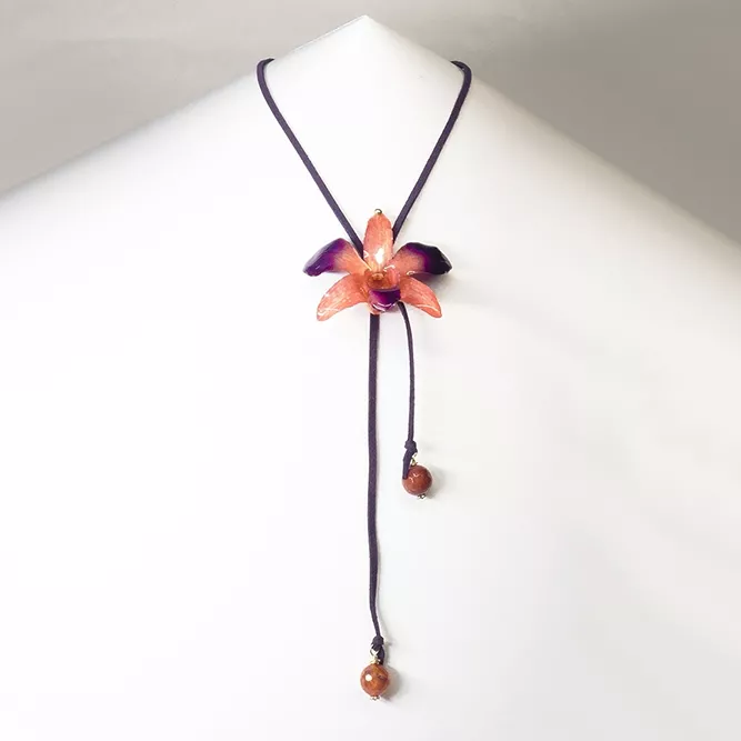 Colgante Orquídea Rojo/Morado Ágatas