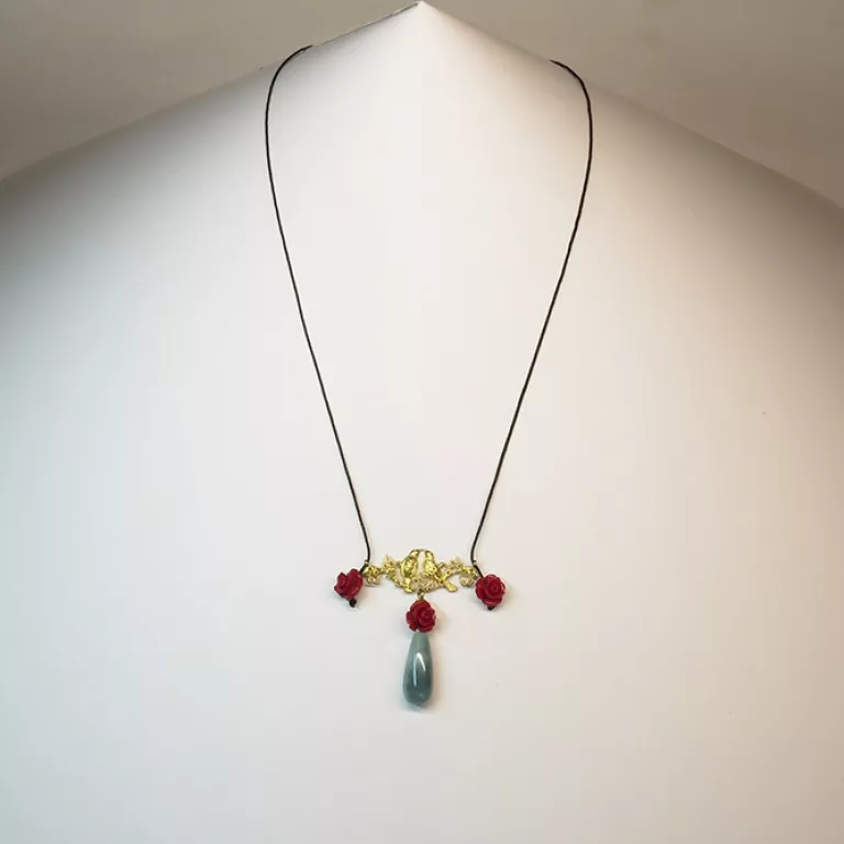 Colgante Pajaritos Lagrima Angelita Rosas Rojas