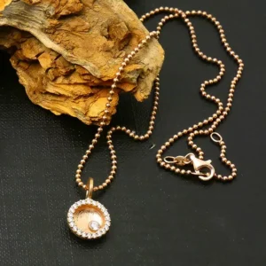 Colgante Redondo Oro Rosa y Circonitas