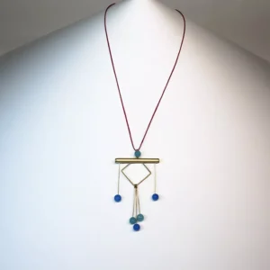 Colgante 6 Ágatas Azules Seda Fresa