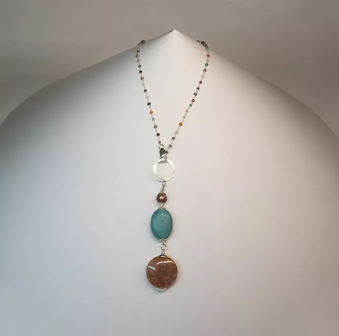 Collar/colgante Alma Plata Ágata de Fuego