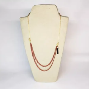 Collar 2 Hileras Rojo Ónix y Perla