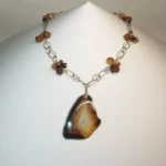 Collar largo cadena de plata de ley y ágatas