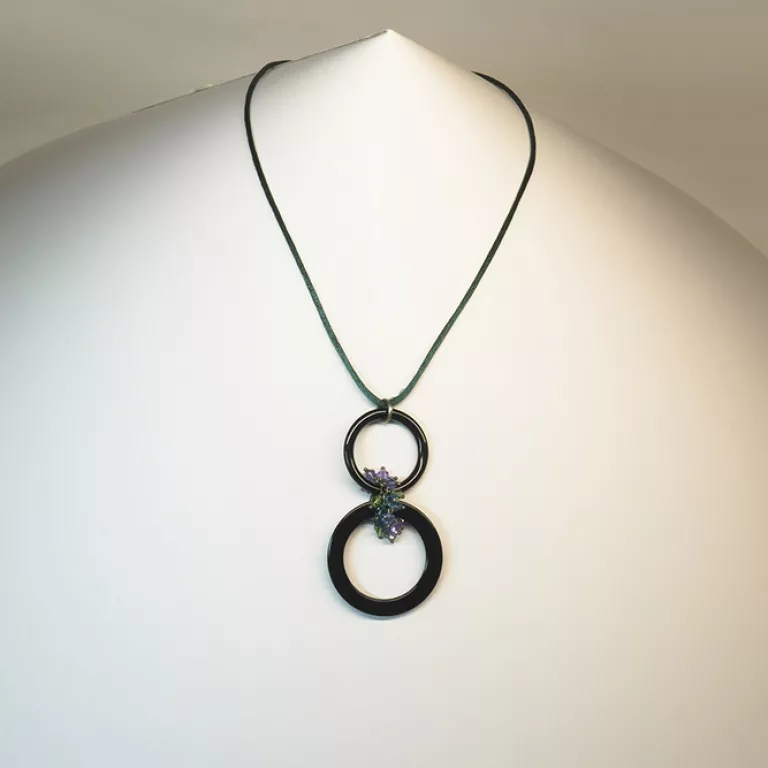 Colgante Plata Arandelas Ónix Swarovski