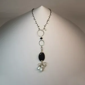 Collar/colgante Plata Ónix Racimo Perlas