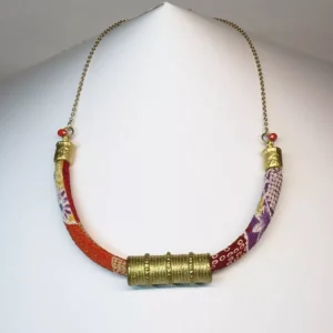 Collar 1 Tramo Bronce Africano Rojos
