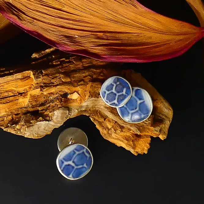 Gemelo Ming Redondo Eslabón de Cadena Azul