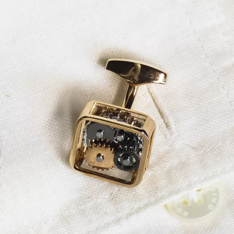 Gemelos Forma Reloj Cuadrado Oro Rosa