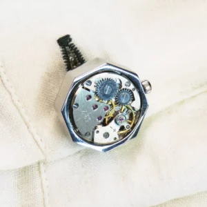 Gemelos Forma Reloj Hexagonal Plata