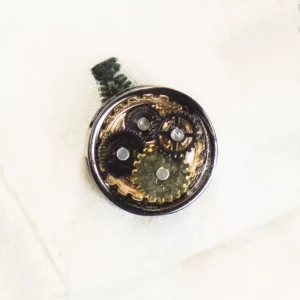 Gemelos Forma Reloj Redondo Negro