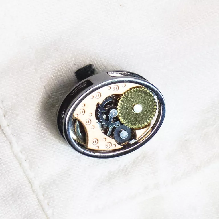 Gemelos Forma Reloj Oval Negro