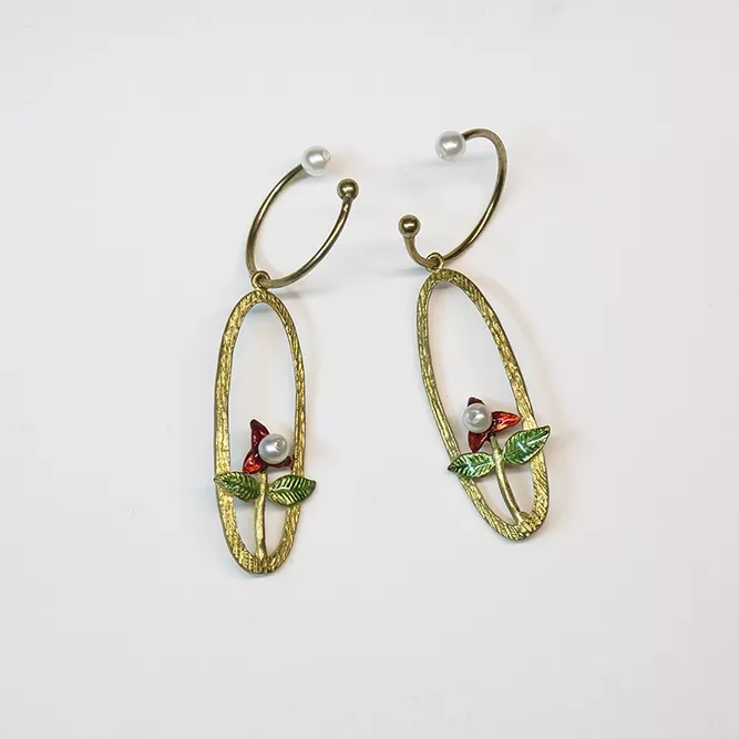 Pendiente Aro Flor Multiposición Perla