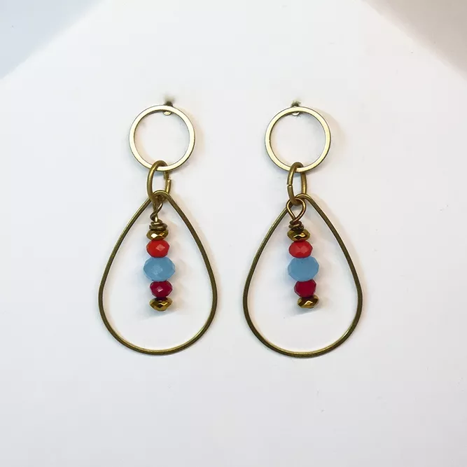 Pendientes Aro Lagrima Multicolor