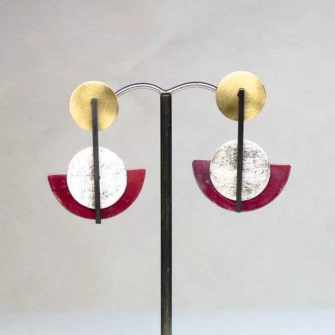 Pendientes Calíope Plata, Latón y Cobre Rojo