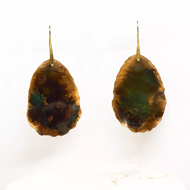 Pendientes Artesanales Cobre Lágrima Grande