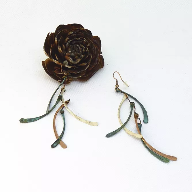 Pendientes Cobre Lagrimas Verdes