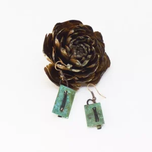 Pendiente Rectángulo Cobre Verde