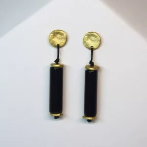 Pendientes Hilo Ágata Tubo Negra