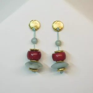 Pendientes Hilo Coral Rojo Amazonita