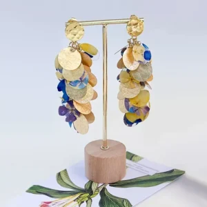 Pendientes Hortensias Naturales Azul