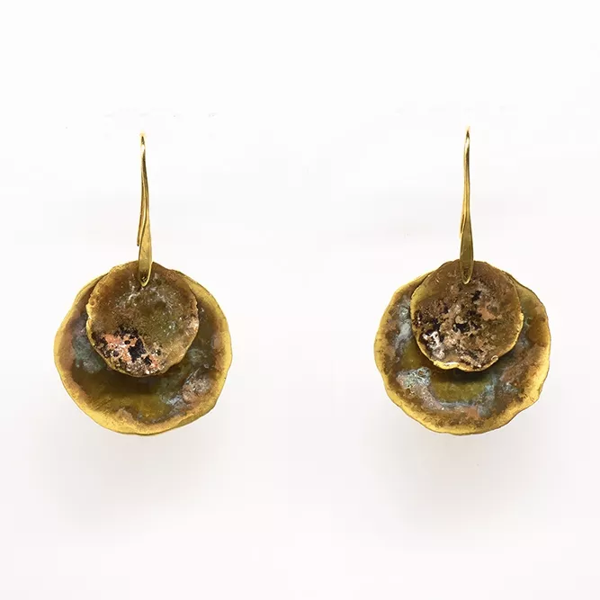 Pendientes Latón 2 Chapas Redondo