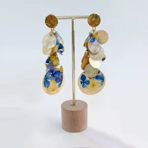 Pendientes Maxi Hortensias Naturales Azules