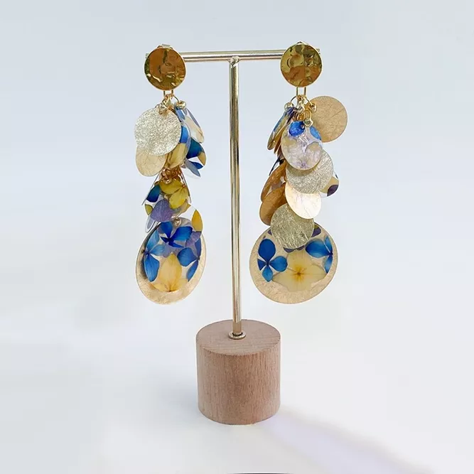 Pendientes Maxi Hortensias Naturales Azules