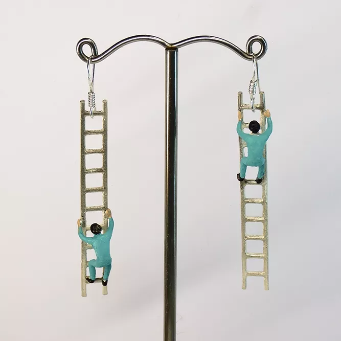 Pendientes Plata Escalador Miniatura Turquesa