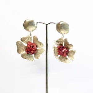 Pendientes Plata Flor Coral