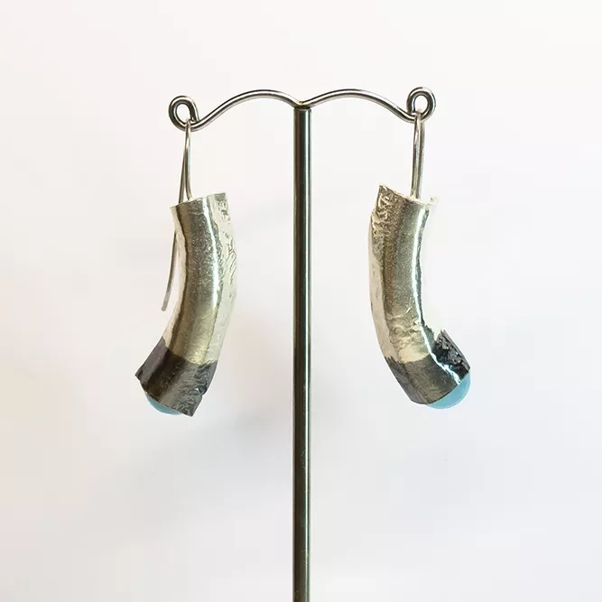 Pendientes Plata Media Caña Ágata Azul