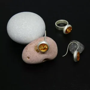 Pendientes Plata Resina Oro