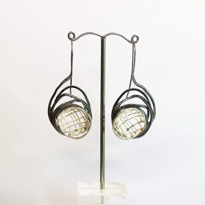 Pendientes Plata Semiesfera Celosía