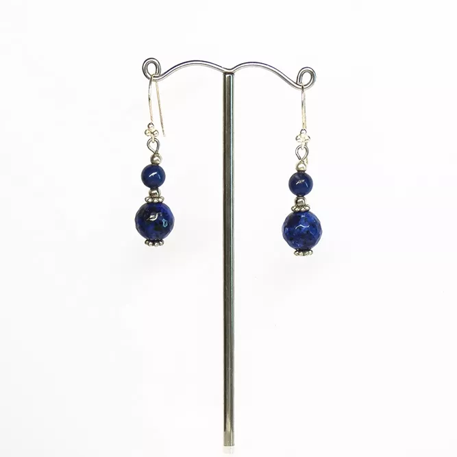 Pendientes Plata Tibetana y Bola Lapislázuli
